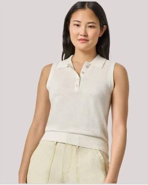 Lilla P Sleeveless Polo Sweater - Natural