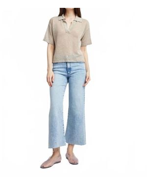 Self Contrast Autumn Boxy Polo Top - Blue