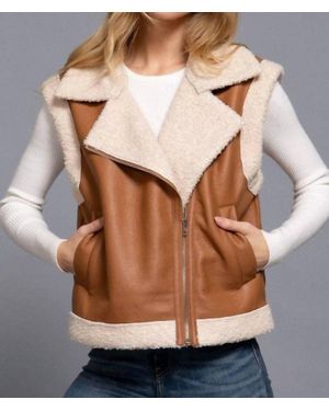 ACTIVE USA Faux Leather Inner Fur Vest - Brown