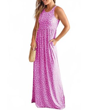 Pretty Bash Pocketed Sleeveless Maxi Dress - Purple