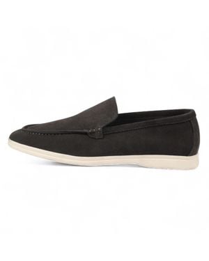 Infinity Leather Durable Slip-On Loafers With Cushioned Insole - Black