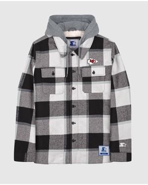 Starter Kansas City Chiefs The Big Joe Sherpa Lined Plaid Jacket - Gray