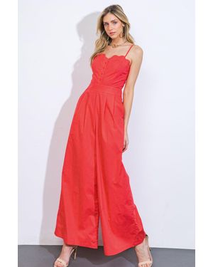TRUEDAMES A Beautiful Feeling Woven Jumpsuit - Red
