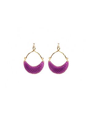 Avenue Chic Half Moon Python Earrings - Black