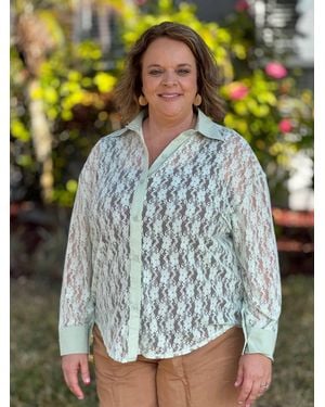 Southern Grace Kathryn Lace Top - Blue