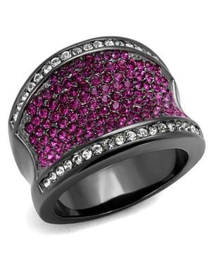 Fashnzfab Ip Light Stainless Steel Ring With Top Grade Crystal - Purple