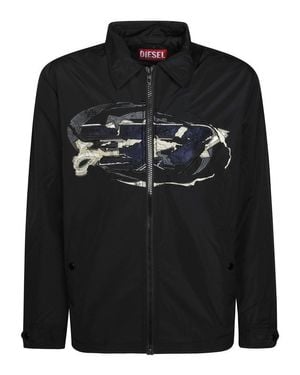 DIESEL Modern Jacket With Intricate Graphic Detailing - Black