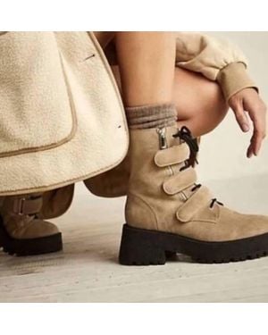 Free People Emmett Lace Up Lug Bootie - Natural