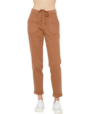 Judy Blue High Waist Garment Dyed Cuffed Jogger - Brown