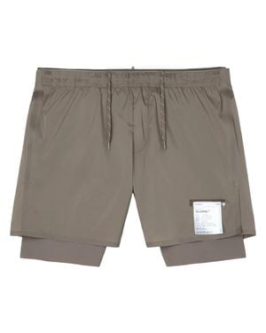 Satisfy Layered Teck Silk Athletic Shorts With Elastic Waistband - Gray
