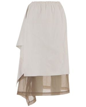 Niccolò Pasqualetti Draped Leather Midi Skirt With Contrasting Underskirt - White
