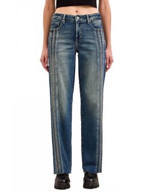 Hidden Jeans Ella Mid-Rise Classic Straight Jeans With Side Strips - Blue