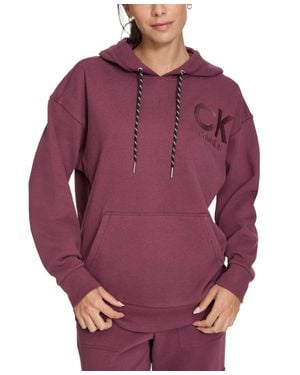Calvin Klein Eco Fleece Long Sleeve Hoodie - Purple