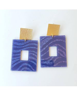 Virtue Acrylic Rectangle Earrings - Blue