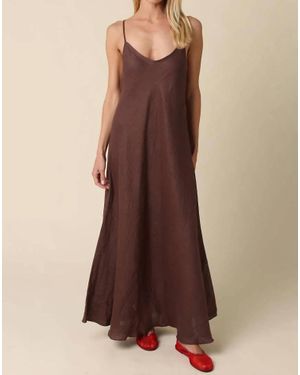 Olivaceous Linen Slip Maxi Dress - Brown