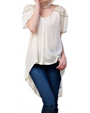 Kori Lace Shoulder Blouse - Blue