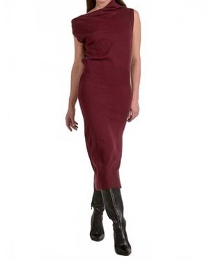 Elan Off One Shoulder Midi Dress - Red