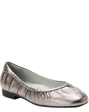 Alegria Beka Pleated Leather Ballet Flats - Gray