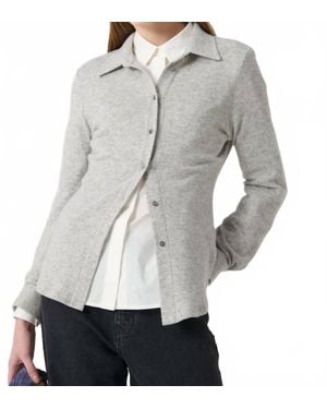 Beatrice B. Collared Button-Front Sweater - Gray