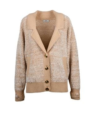 Elisabetta Franchi Chenille Oversized Cardigan - Natural