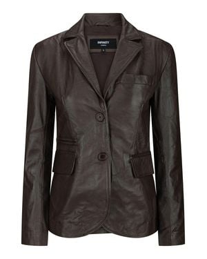 TruClothing Real Leather Slim Fit 2 Button Blazer - Black