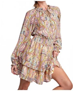 Easel Paisley Chiffon Ruffle Dress - Multicolor