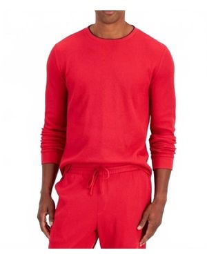 Club Room Waffle Long-Sleeve T-Shirt - Red