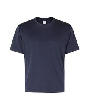 Eleventy Bordini Contrasting-Profiles Cotton-Blend T-Shirt - Blue