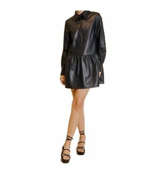 AUREUM Vegan Leather Midi Dress - Black