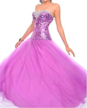 Precious Formals Fully-Sequined Corset Ballgown - Pink