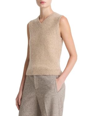 Vince Boiled Donegal Cashmere Vest - White