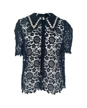Self-Portrait Guipure Lace Blouse - Blue
