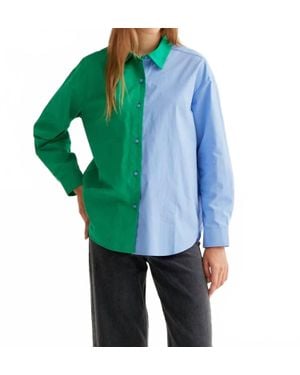 Compañía Fantástica Color Block Button Down Shirt - Green
