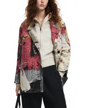 Desigual Art Painting Printed Coat - Red