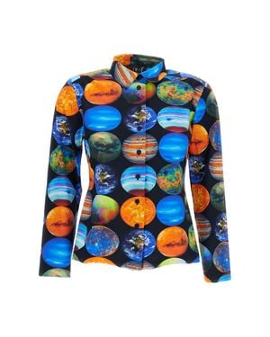 Irie Planet Print Casual Shirt - Blue