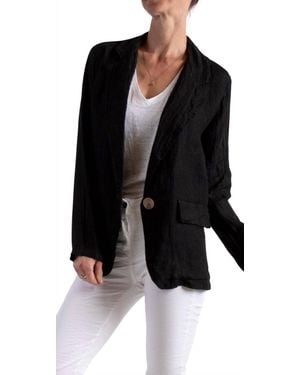 Gigi Moda Sabrina Linen Long Sleeve Blazer - Black