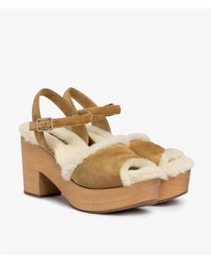 Pedro Garcia Dril Shearling Platform Sandal - Metallic
