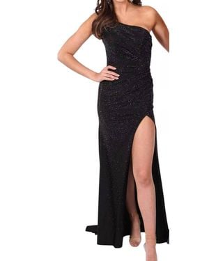 Sherri Hill One Shoulder Fitted Rhinestone Prom Dress - Black