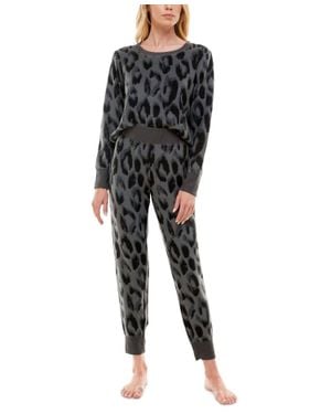 Roudelain Long Sleeve Top And Leggings Pajama Set - Black