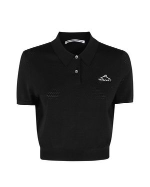 T By Alexander Wang Short Sleeve Polo Tee - Black