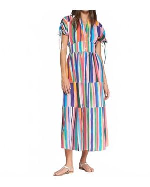 Vilagallo A-Line Striped Dress - Blue
