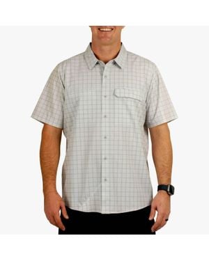 AFTCO Air-O Mesh Printed Short Sleeve Button Down Shirt - Gray