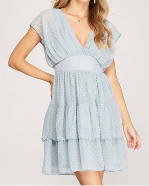 She + Sky Swiss Dot Tiered Dress - Blue