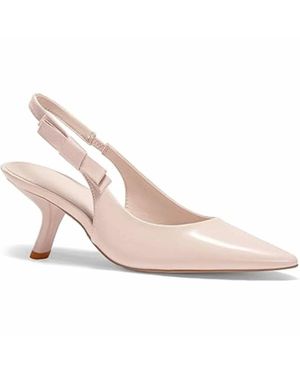 Coutgo Closed Toe Slingback Kitten Heels Shoes - Pink
