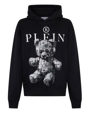 Philipp Plein Jersey Hoodie Teddy Dollar Stones - Blue