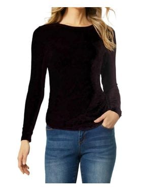 Coco + Carmen Ashley Side Cinched Crew Neck Top - Black