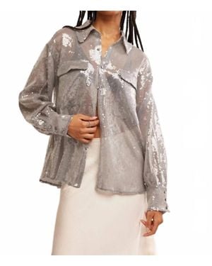Free People Disco Margarita Button Up Shirt - Gray