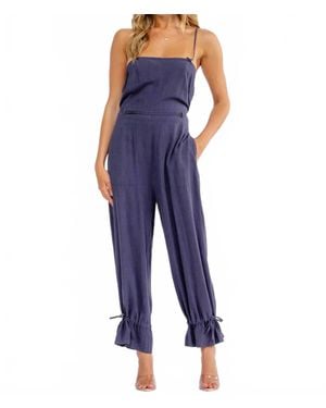 Little Secret Of Mine Sleeveless Square Neck Open Back Jumpsuit - Blue