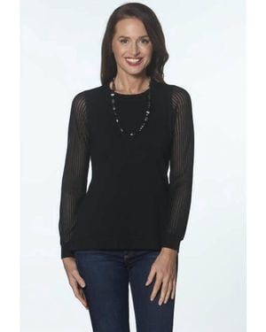 J'Envie/Eli Sheer Sleeve Top - Black