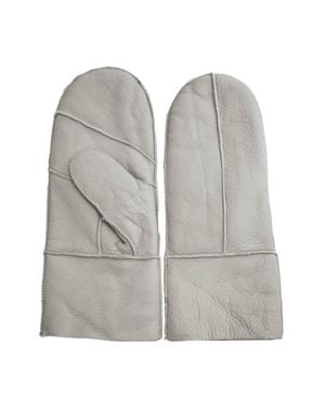 TruClothing Sheepskin Mittens Leather Winter Gloves Shearling Wool Lining - Gray
